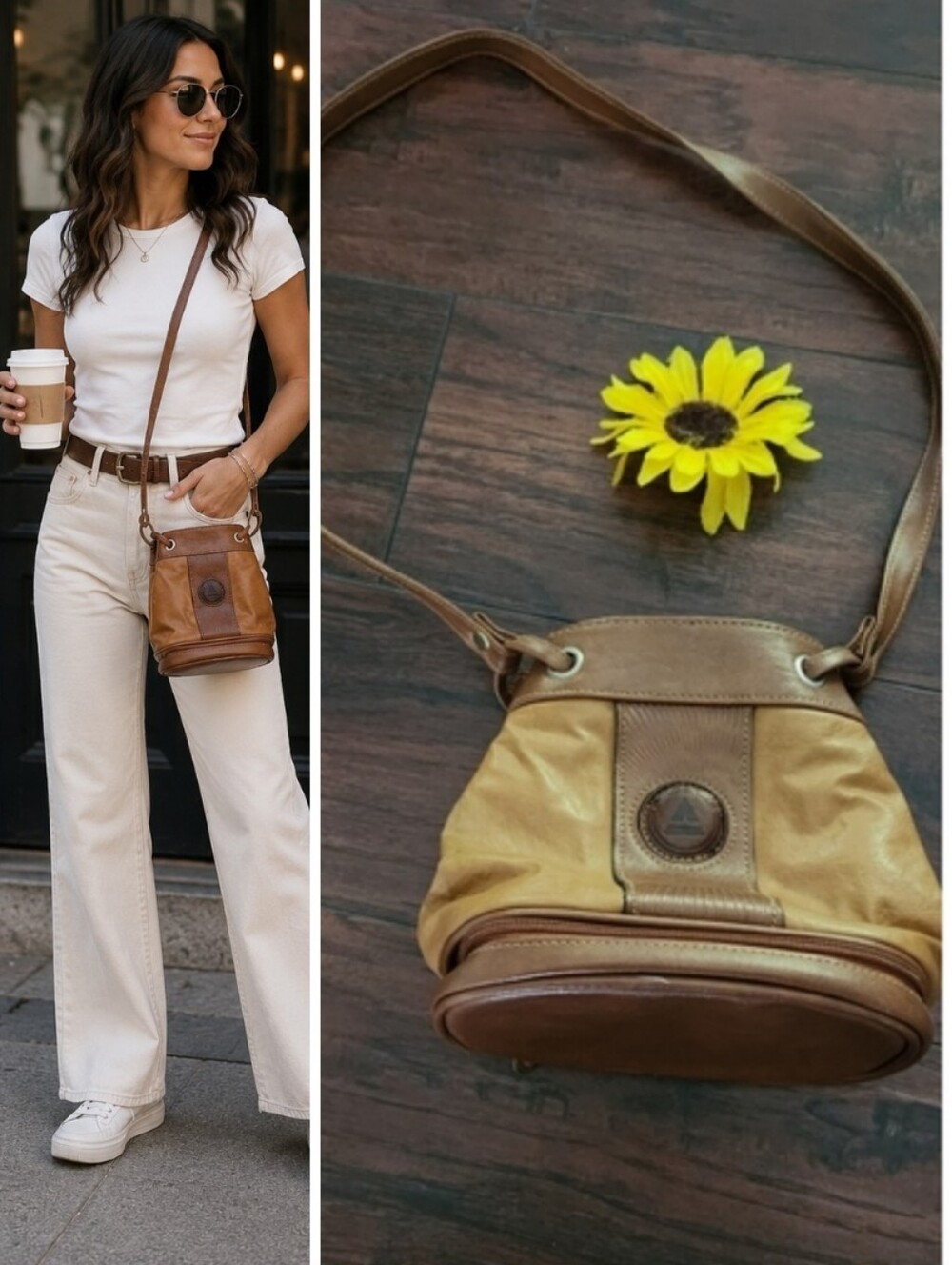 DOLCE VITA Brown Leather Bucket Bag